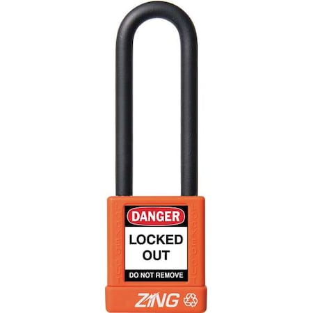 Lockout Padlock, Keyed Different, Aluminum, Orange, 3 in Shackle Height, 1 1/2 in Body Width MPN:7058