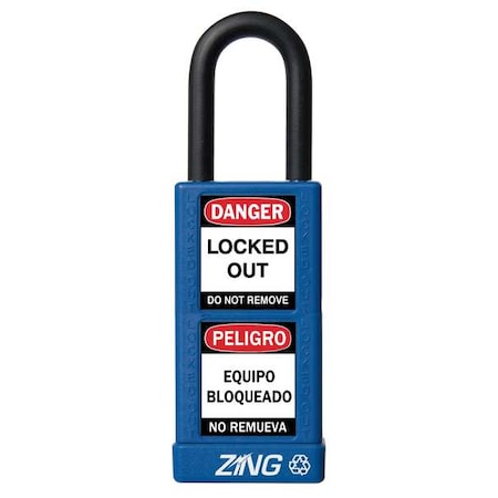 Lockout Padlock, Keyed Different, Aluminum, Blue, 1 1/2 in Shackle Height, 1 1/2 in Body Width MPN:7072