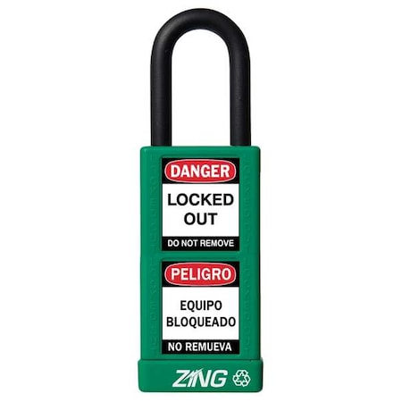 Lockout Padlock, Keyed Different, Aluminum, Green, 1 1/2 in Shackle Height, 1 1/2 in Body Width MPN:7074