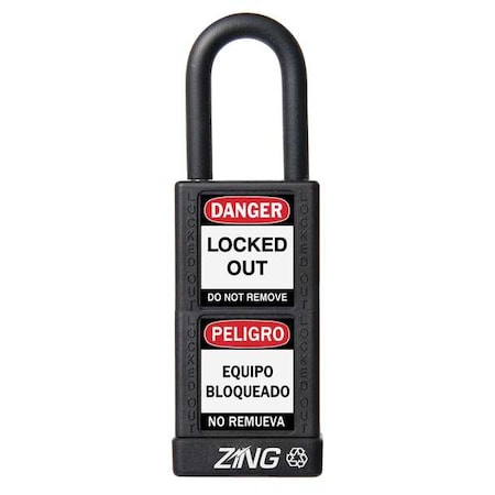 Lockout Padlock, Keyed Alike, Aluminum, Black, 1 1/2 in Shackle Height, 1 1/2 in Body Width MPN:7077