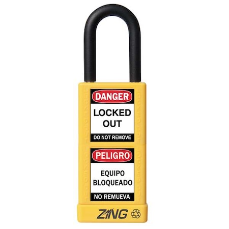 Lockout Padlock, Keyed Different, Aluminum, Yellow, 1 1/2 in Shackle Height, 1 1/2 in Body Width MPN:7078