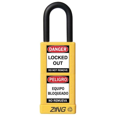 Lockout Padlock, Keyed Alike, Aluminum, Yellow, 1 1/2 in Shackle Height, 1 1/2 in Body Width MPN:7079