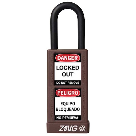 Lockout Padlock, Keyed Different, Aluminum, Brown, 1 1/2 in Shackle Height, 1 1/2 in Body Width MPN:7084