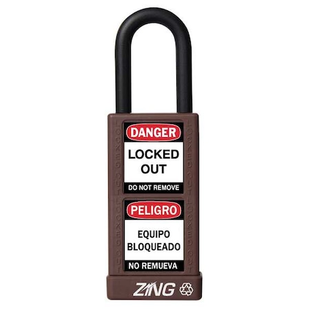 Lockout Padlock, Keyed Alike, Aluminum, Brown, 1 1/2 in Shackle Height, 1 1/2 in Body Width MPN:7085