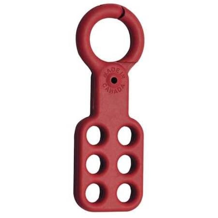 Lockout Hasp, Red, Recycled Plastic, 6 Max. No. of Padlocks, 3/8 in Max. Shackle Dia. MPN:7108