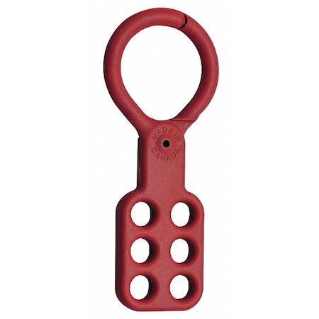 Lockout Hasp, Red, Recycled Plastic, 6 Max. No. of Padlocks, 3/8 in Max. Shackle Dia. MPN:7109