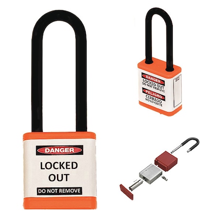 Lockout Padlock, Keyed Alike, Aluminum, Orange, 3 in Shackle Height, 1 1/2 in Body Width MPN:710KA-ORANGE