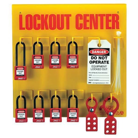 Lockout Station, Filled, 8 Padlocks MPN:7114