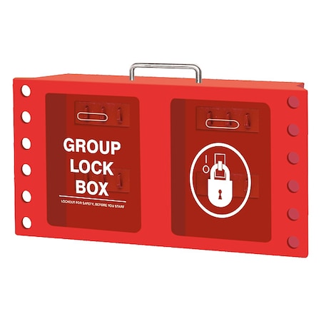 Group Lockout Box, Red, Steel, 2