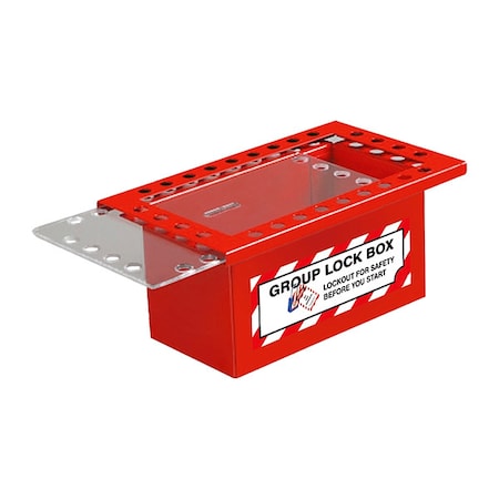 Group Lockout Box, Red, 5-1/2