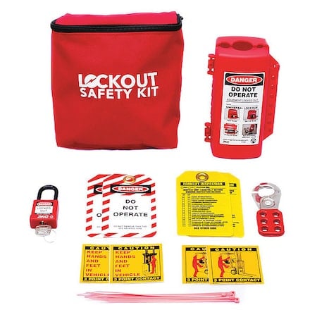 Portable Lockout Kit, Filled, Canvas, Red MPN:7675