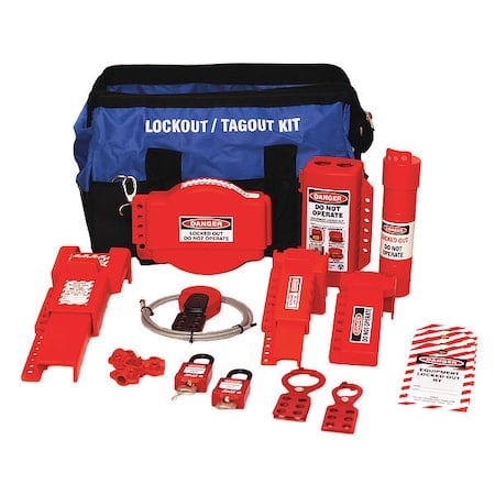 Portable Lockout Kit, Filled, Red/Blue/Blk MPN:7683