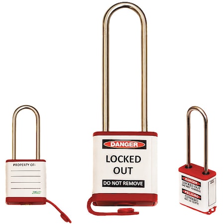 Lockout Padlock, Keyed Different, Aluminum, Red, 3 in Shackle Height, 1 1/2 in Body Width MPN:810KD-RED