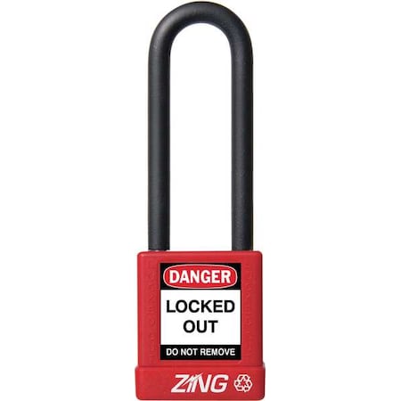 Lockout Padlock, Keyed Alike, Aluminum, Red, 3 in Shackle Height, 1 1/2 in Body Width MPN:9751