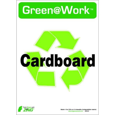 Green at Work, Cardboard, 10 in W x 7 in H, Horizontal Rectangle, Plastic MPN:0024S