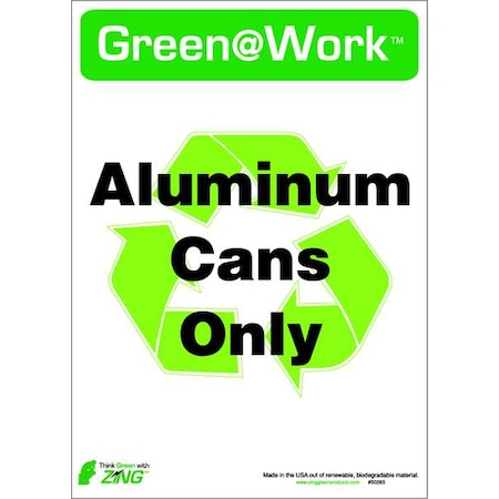 Green at Work, Aluminum Cans Only, 5 in W x 7 in H, Horizontal Rectangle, Plastic MPN:0028S