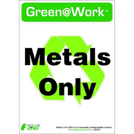 Green at Work, Metals Only, 10 in W x 7 in H, Horizontal Rectangle, Plastic MPN:0041S