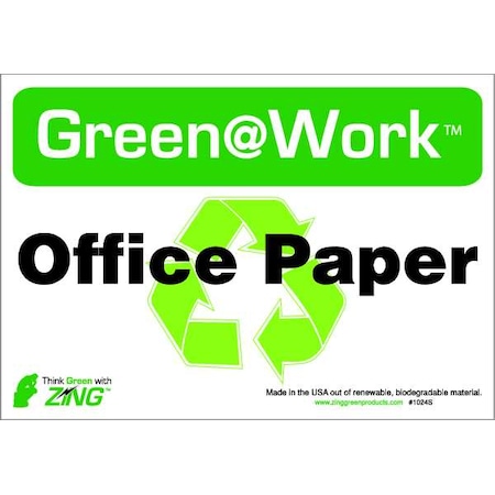 Recycle Label, Office Paper, Polyester, 10 in W, 7 in H MPN:1021S
