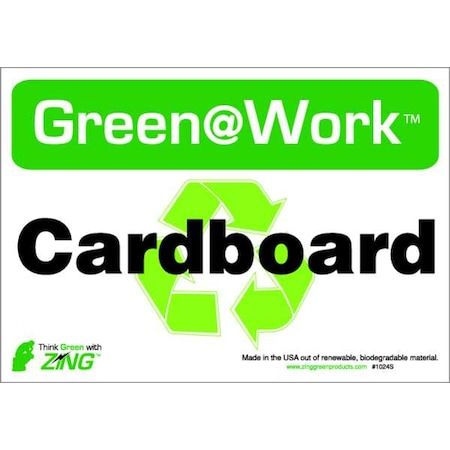 Green at Work, Cardboard, 10 in W x 7 in H, Horizontal Rectangle, Plastic MPN:1024S
