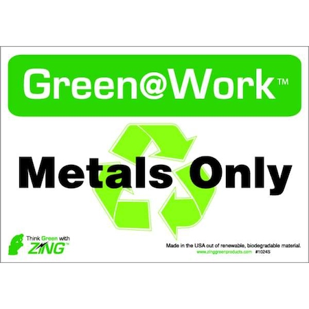 Green at Work, Metals Only, 10 in W x 7 in H, Horizontal Rectangle, Plastic MPN:1041S