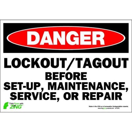 Danger Sign, 7 in Height, 10 in Width, Polyester, Rectangle, English MPN:1107S