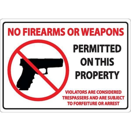 Concealed Carry Sign, 7 in H, 10 in W, Plastic, Vertical Rectangle, English, 1824 MPN:1824