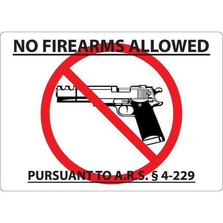 Arizona Concealed Carry Sign, 10 in Height, 14 in Width, Plastic, Horizontal Rectangle, English MPN:2800