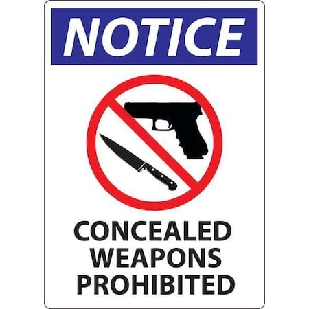 Concealed Carry Sign, 14 in Height, 10 in Width, Aluminum, Vertical Rectangle, English MPN:2813A