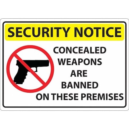 Concealed Carry Sign, 10 in H, 14 in W, Plastic, Horizontal Rectangle, English, 2819S MPN:2819S