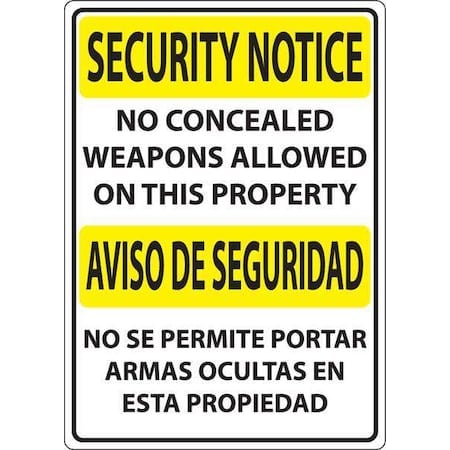 Security Notice/Aviso De Seguridad, 10 in W x 14 in H, Vertical Rectangle, Plastic MPN:2829S