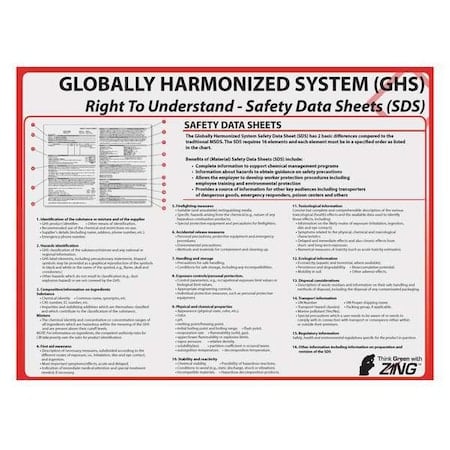 Poster, Right To Understand - SDS Training, Plastic, 24 in W, 18 in H MPN:6038