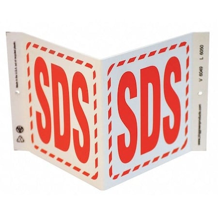 High Visibility Safety Sign, 7 in Height, 12 in Width, Plastic, V-Shaped, English MPN:6049