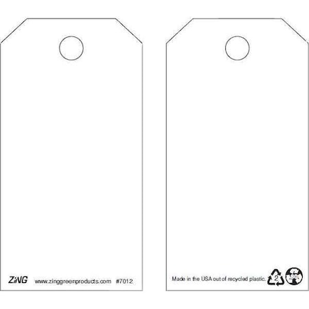 Tag, Blank, Plastic, 5 3/4 in H x 3 in W, White, Rectangle, 10 PK MPN:7012