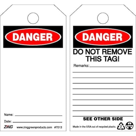 Eco Safety Tag Danger Blank 5.75HX3W MPN:7013
