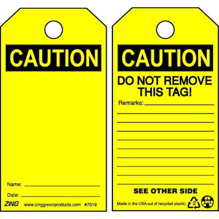 Eco Safety Tag Caution Blank 5.75HX3W MPN:7019