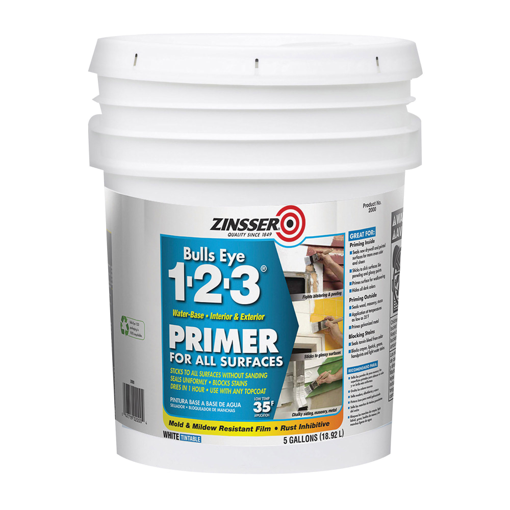 Zinsser Bulls Eye 1-2-3 Water-Based Primer, 640 Oz, White MPN:2000