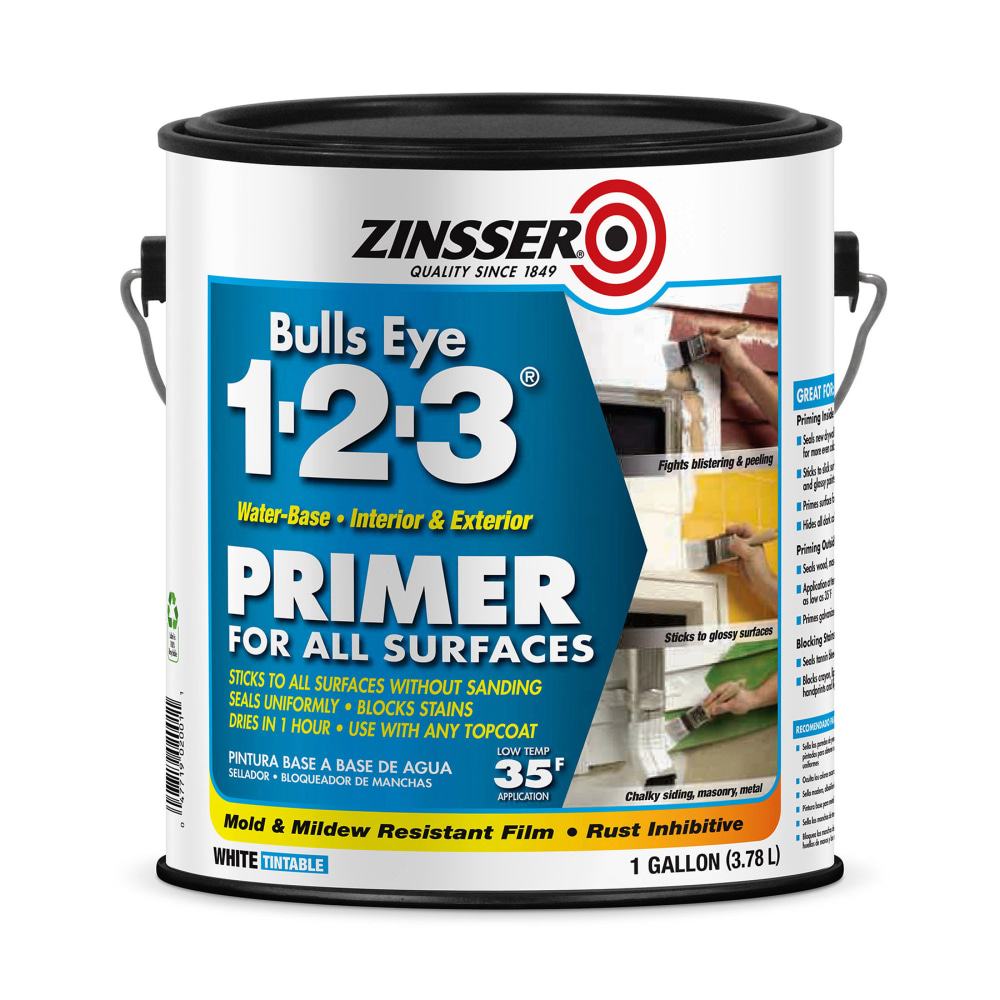 Zinsser Bulls Eye 1-2-3 Water-Based Primer, 128 Oz, Case Of 4 Bottles MPN:2001