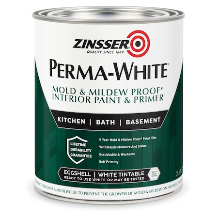 Interior Paint, Eggshell, Water Base, White, 1 qt MPN:2774