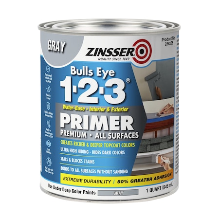 Primer, Water, 1 qt, Gray, Interior/Exterior MPN:286258