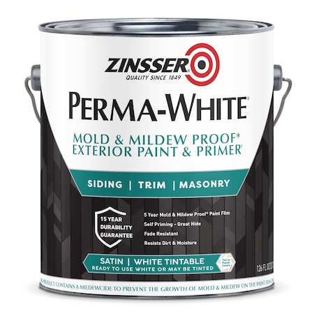 Interior/Exterior Paint, Satin, Water Base, White, 1 gal MPN:3101