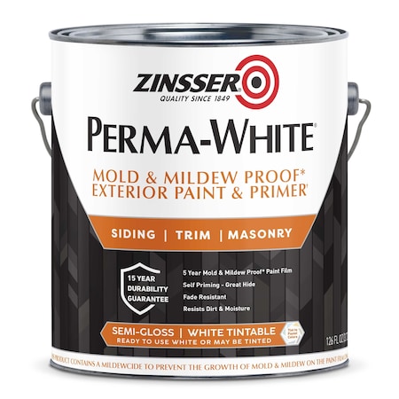 Interior/Exterior Paint, Semi-gloss, Water Base, White, 1 gal MPN:3131