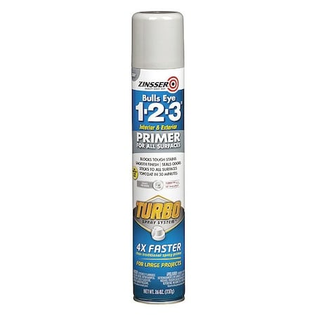 General Purpose Spray Primer, Be 1-2-3 Turbo Gray, Flat, Alkyd, 26 oz. MPN:343748
