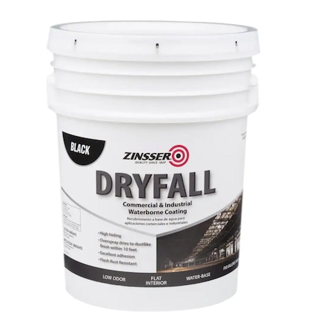 Dryfall Commercial & Industrial Waterborne Coating, Black, Flat, 5 Gallon MPN:293233