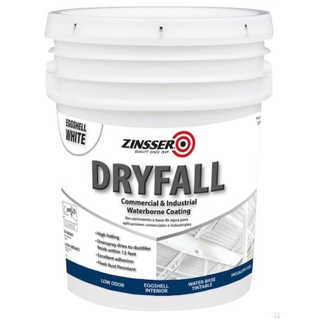 Dryfall Commercial & Industrial Waterborne Coating, White, Eggshell, 5 Gallon MPN:350999