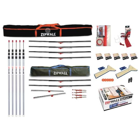 Dust Barrier System Kit, 12 ft. H, Black MPN:ZWTK