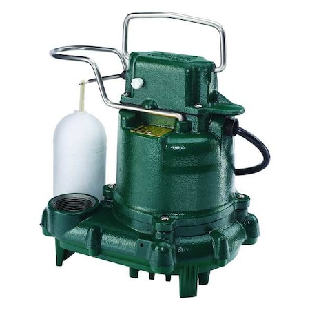 Submersible Sump Pump, HP 3/10, 1 1/2 in, Vert Float, 34 gpm Flow Rate at 10 Ft of Head, 10 ft Cord MPN:57-0001