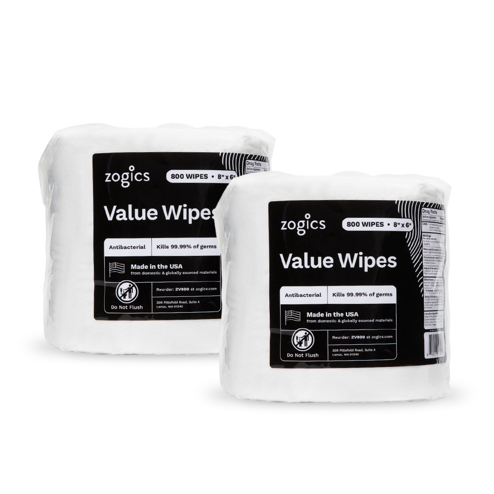 Zogics Antibacterial Value Wipes, White, Total Qty 1, 600 MPN:ZV800-2