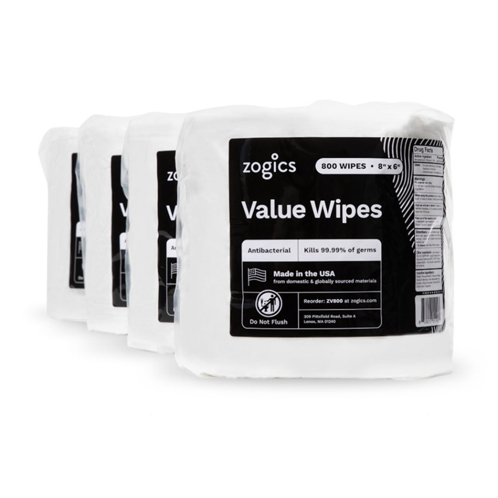 Zogics Antibacterial Value Wipes, White, Total Qty 3, 200 MPN:ZV800-4