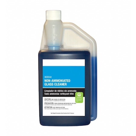 Liquid Glass Cleaner, 1 qt., Blue, Unscented, Bottle MPN:36XX44