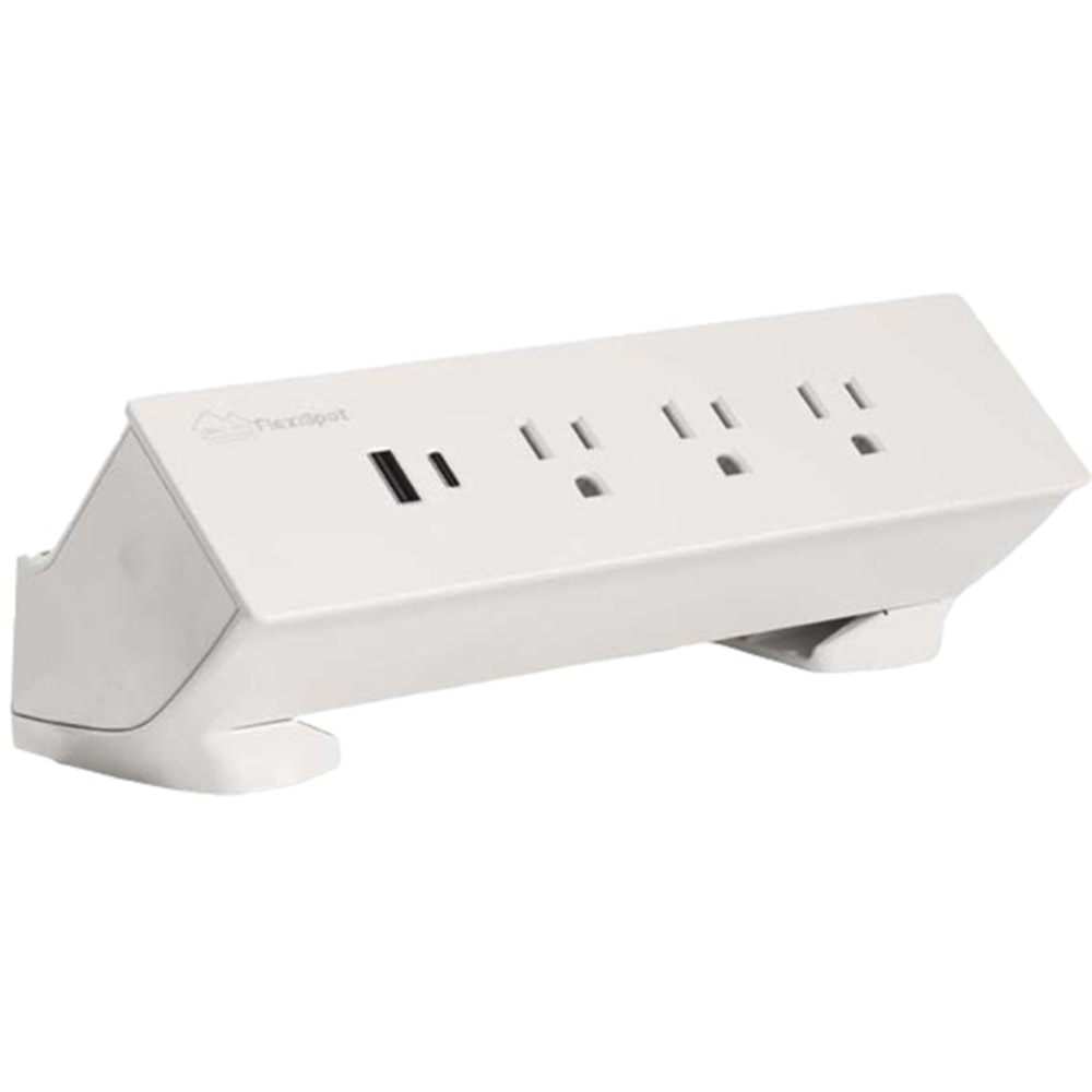 FlexiSpot PS015W 3-Outlet Desktop Power Strip, 2inH x 8.6inW x 2inD, White MPN:PS015W